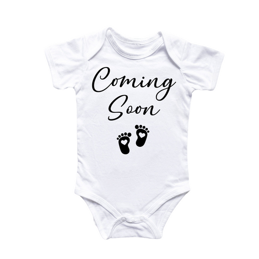 Coming Soon Foot Prints - Baby Boy Girl Clothes Infant Bodysuit Funny