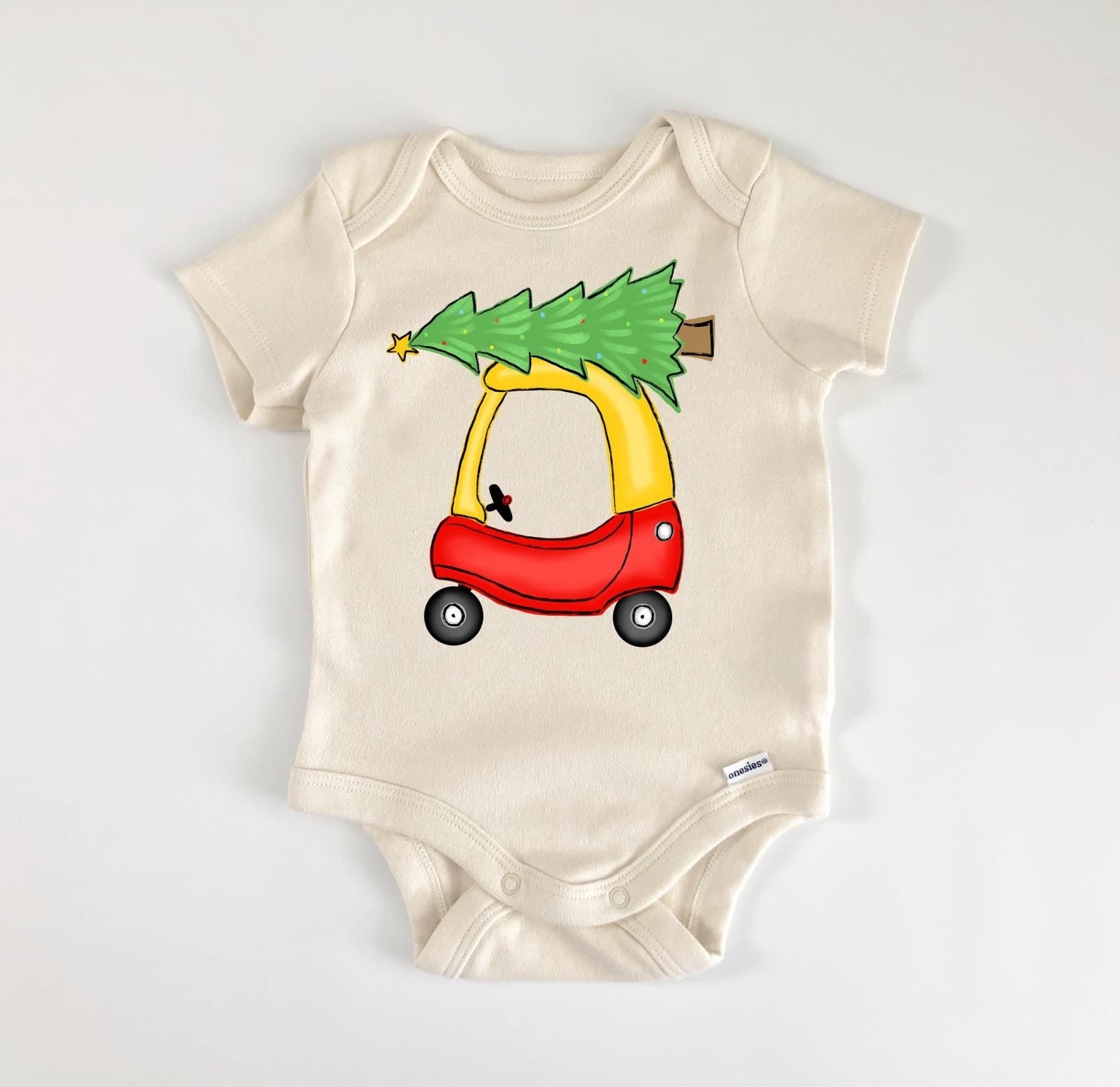 Red Car Christmas Tree Little - Baby Boy Girl Clothes Infant Bodysuit