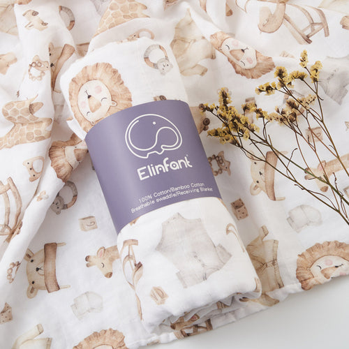 Elinfant Popular Digital Print Bamboo Cotton Muslin Swaddle Blankets