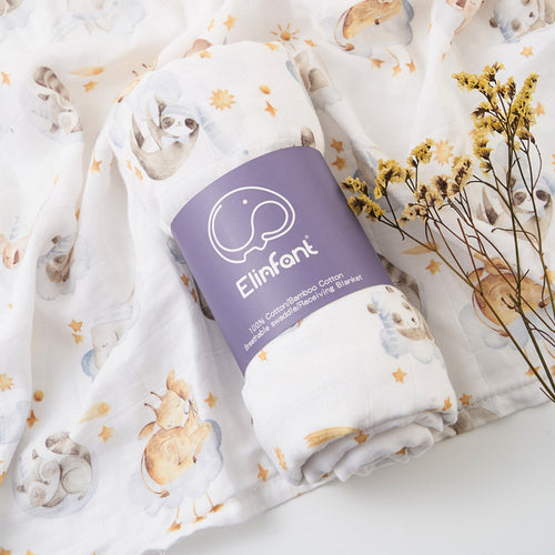 Elinfant Popular Digital Print Bamboo Cotton Muslin Swaddle Blankets