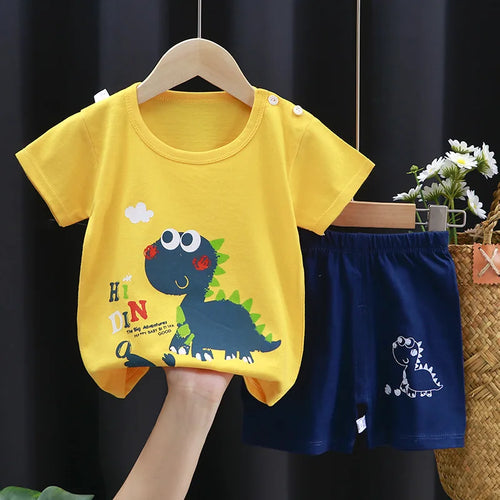 Cartoon Printed Clothing Pure Cotton Home Clothes 2 Piece Suits