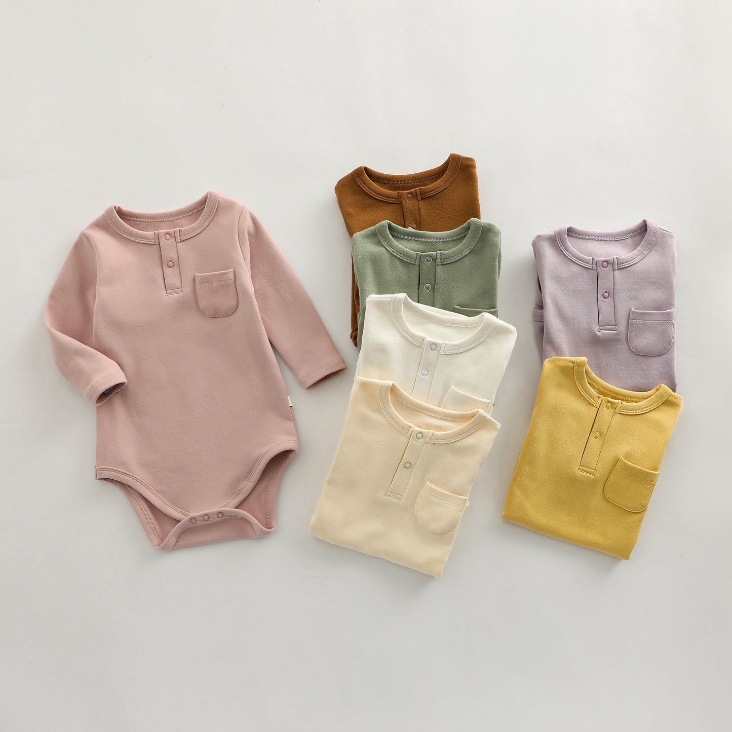 Baby Solid Color Long Sleeve Home Clothes Comfy Triangle Onesies