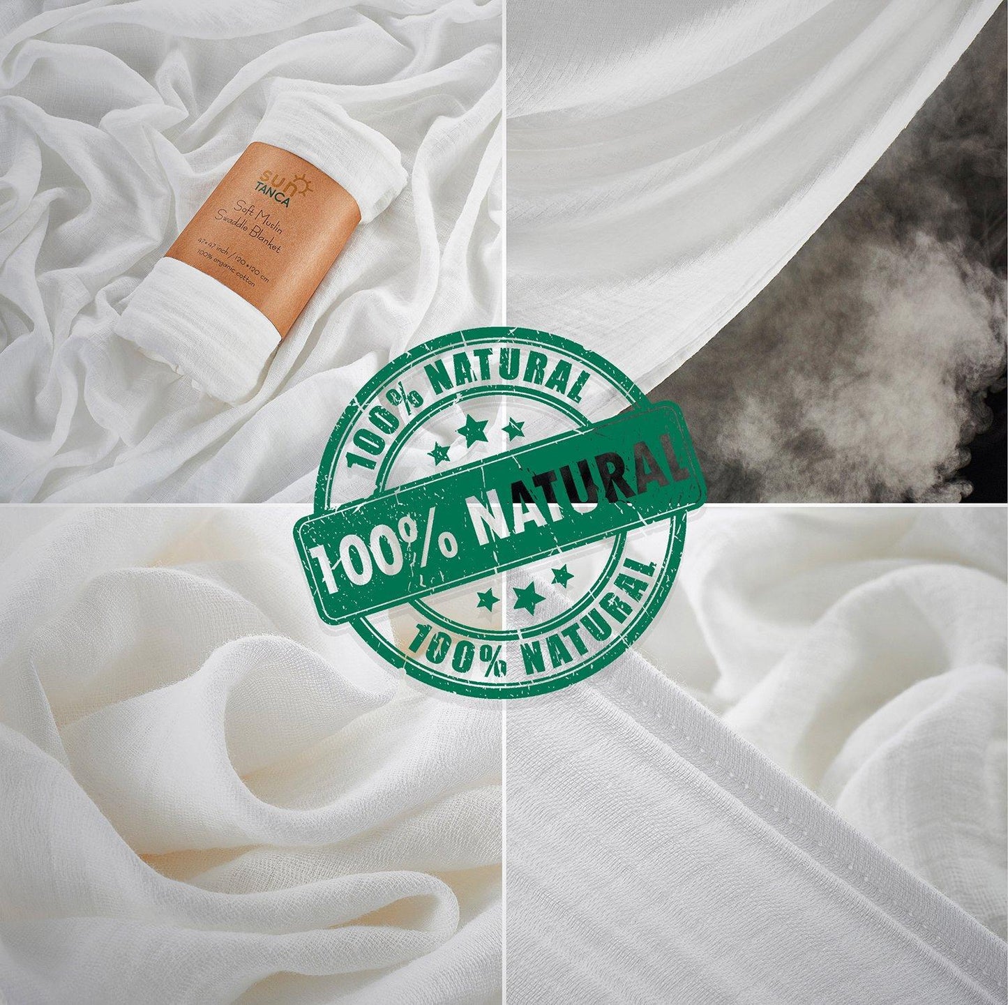 White Muslin Baby Swaddle Blanket ‚Äì 100% Organic Cotton Perfect for