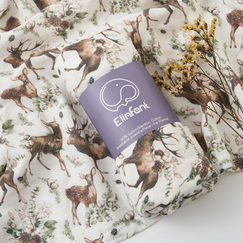 Elinfant Popular Digital Print Bamboo Cotton Muslin Swaddle Blankets