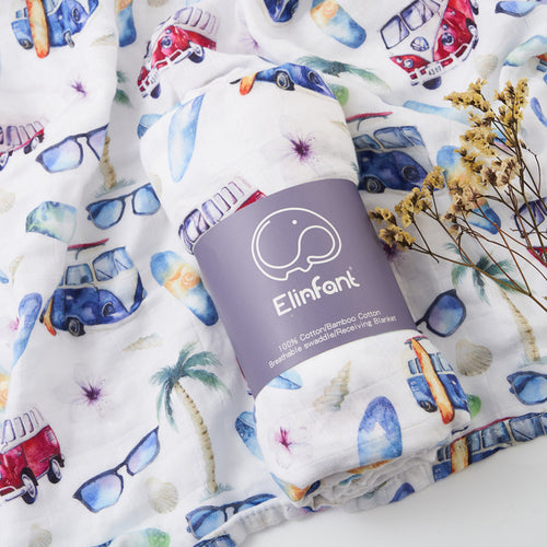 Elinfant Popular Digital Print Bamboo Cotton Muslin Swaddle Blankets