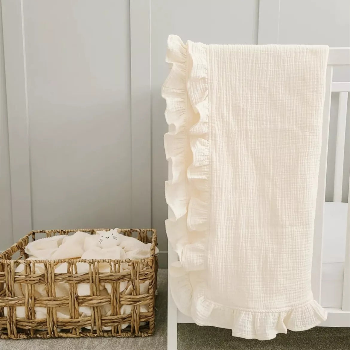 Organic Cotton Receiving Blanket Muslin Baby Swaddle Blanket For New