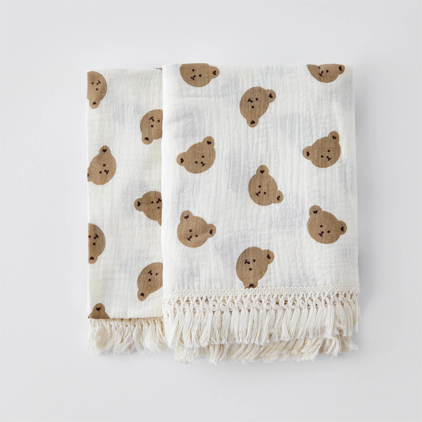 Organic Baby Blankets Muslin Swaddle For Newborn Fringe Double Layer