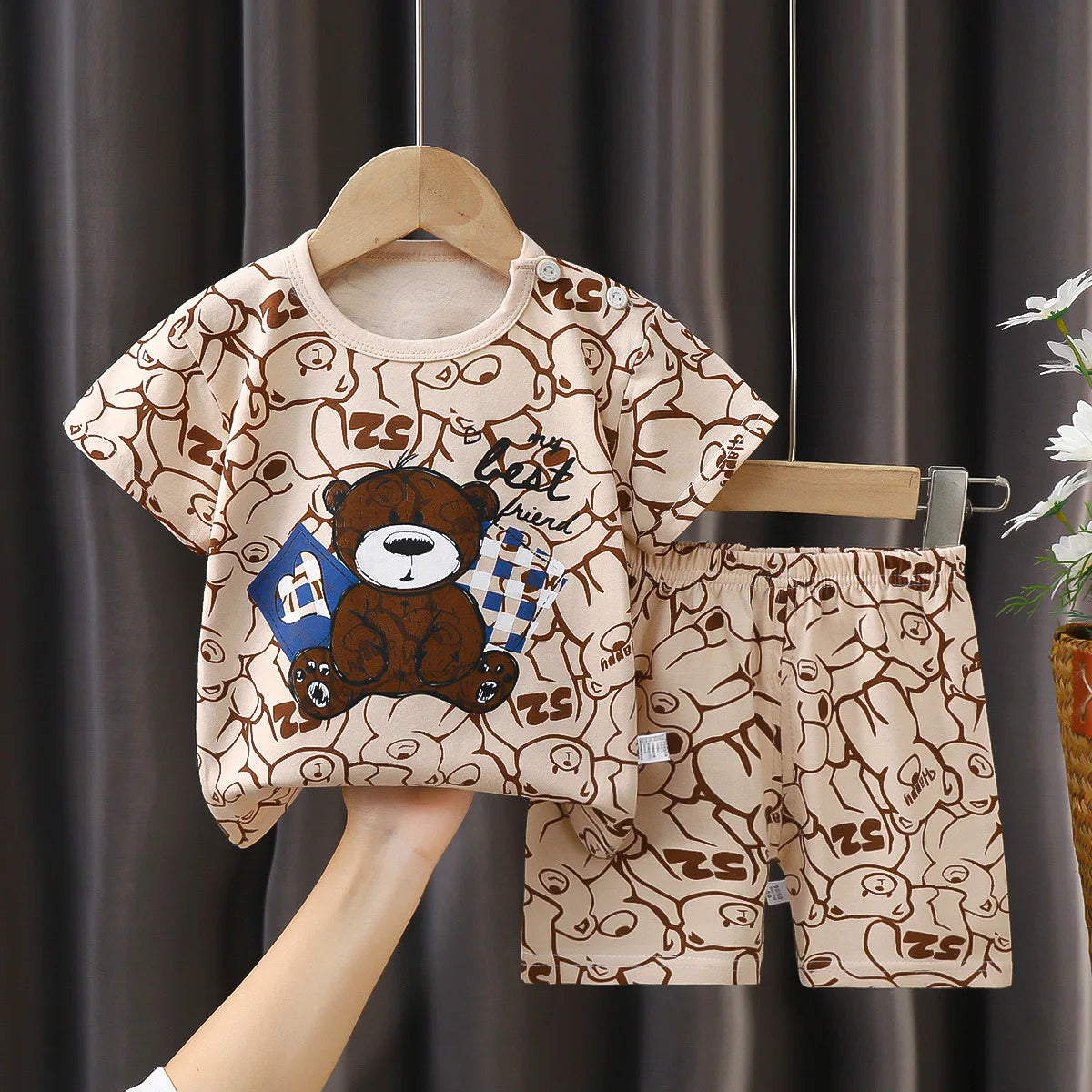 Cartoon Printed Clothing Pure Cotton Home Clothes 2 Piece Suits
