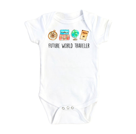 World Traveler Icon - Baby Boy Girl Clothes Infant Bodysuit Funny Cute