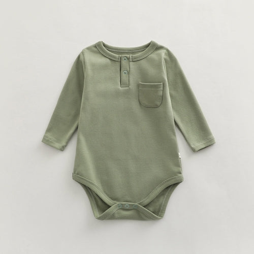 Baby Solid Color Long Sleeve Home Clothes Comfy Triangle Onesies
